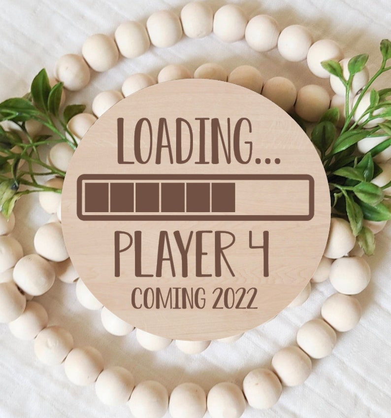Photo Prop New Baby Loading Player Pregnancy Announcement Gamer Baby Sign Wood Sign Baby Keepsake Laser Engraved Wood