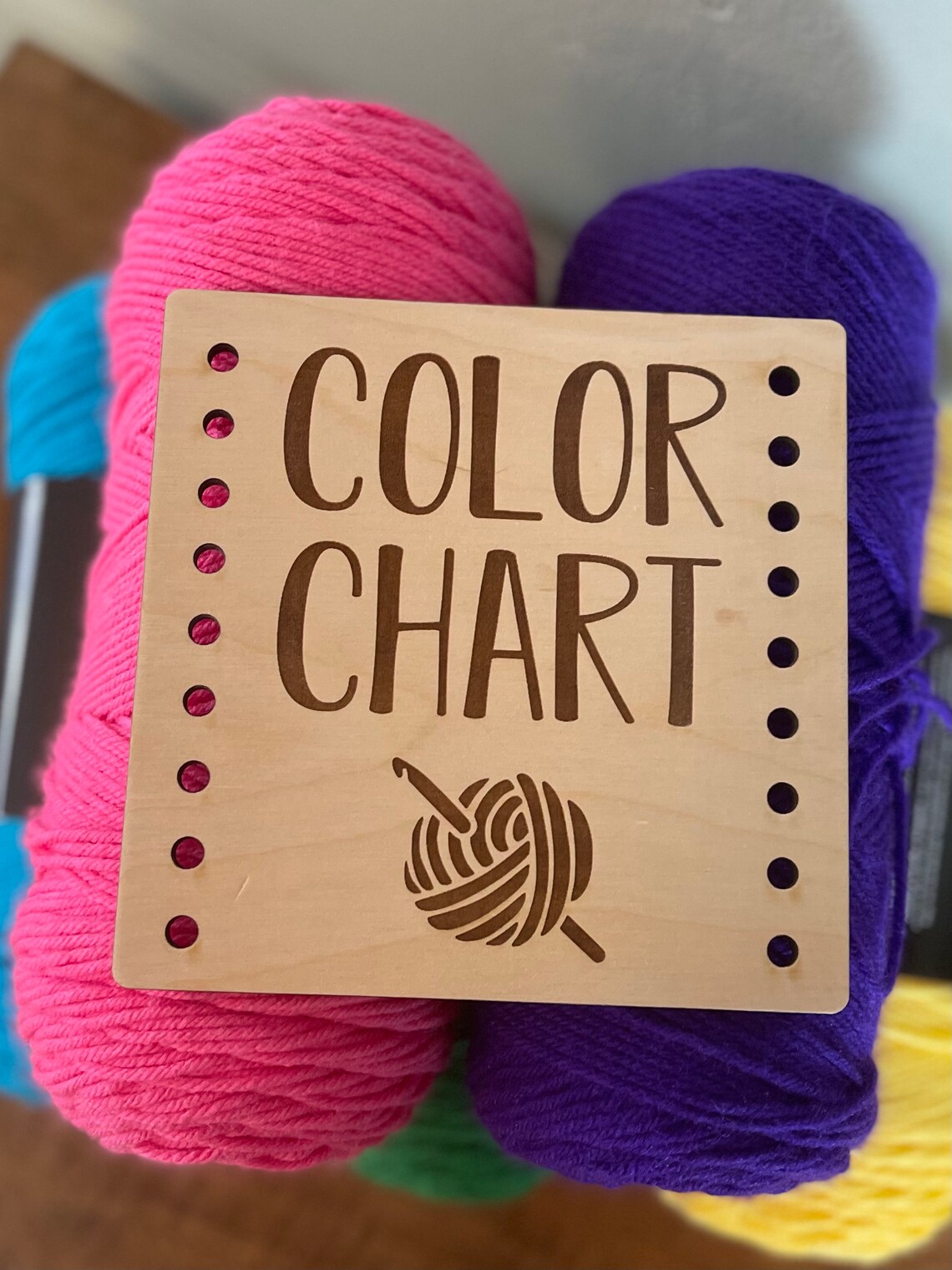 Crochet Color Chart, Reusable Wood Card, Crocheted Blanket Color Chart ...