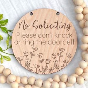 BoHo No Soliciting Door Sign, Do Not Knock or Ring Doorbell, Wildflowers, Floral Front Door Decor, Front Door Sign, Door Hanger,
