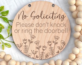 BoHo No Soliciting Door Sign, Do Not Knock or Ring Doorbell, Wildflowers, Floral Front Door Decor, Front Door Sign, Door Hanger,