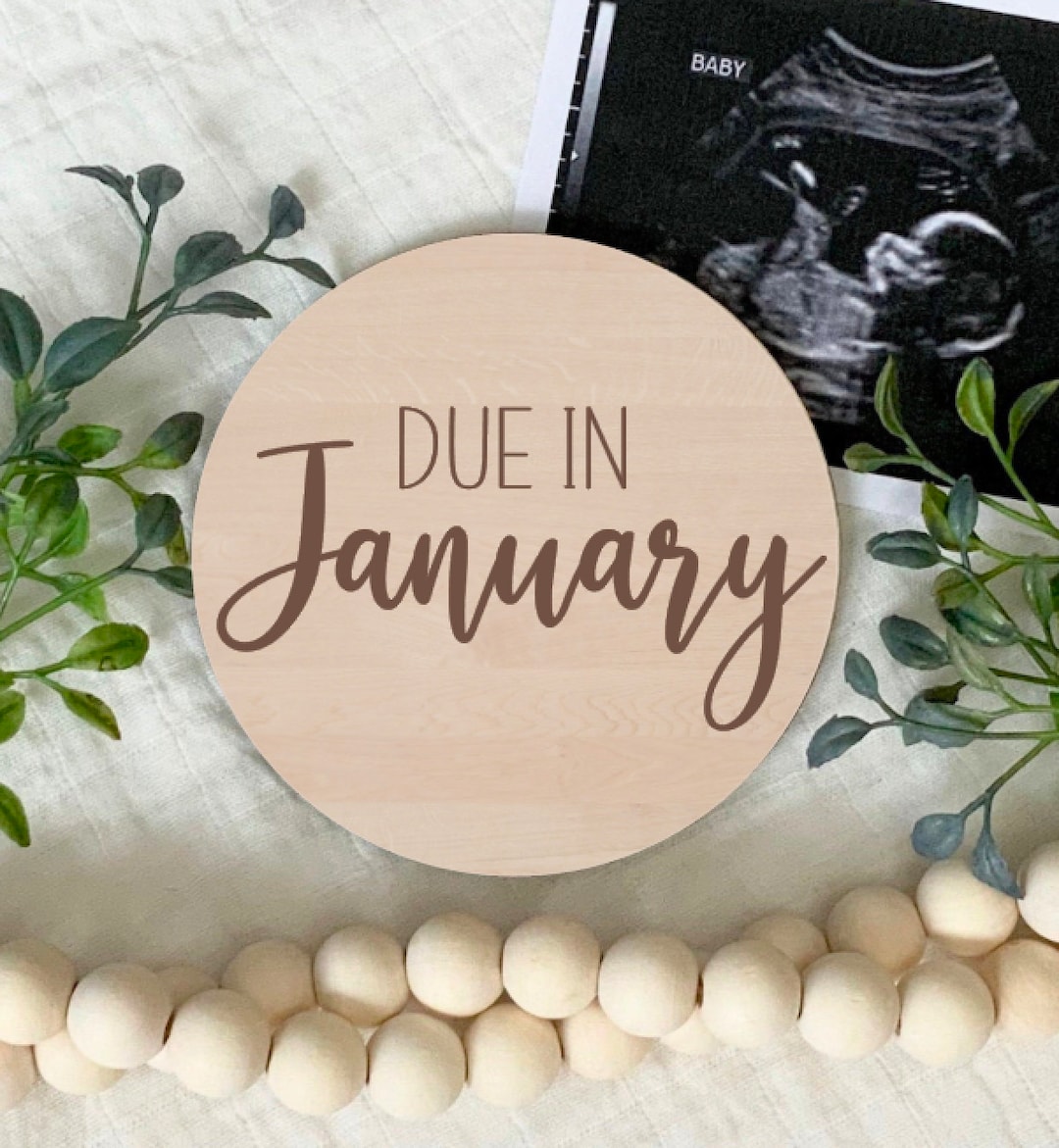 Pregnancy Announcement Sign, Due in January, Due Date, Birth Month, New