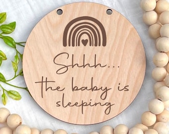 The Baby is Sleeping Sign, Nursery Door Hanger, Shhh... Baby Sleeping Door Sign, New Baby, Baby Shower Gift, Nursery Decor