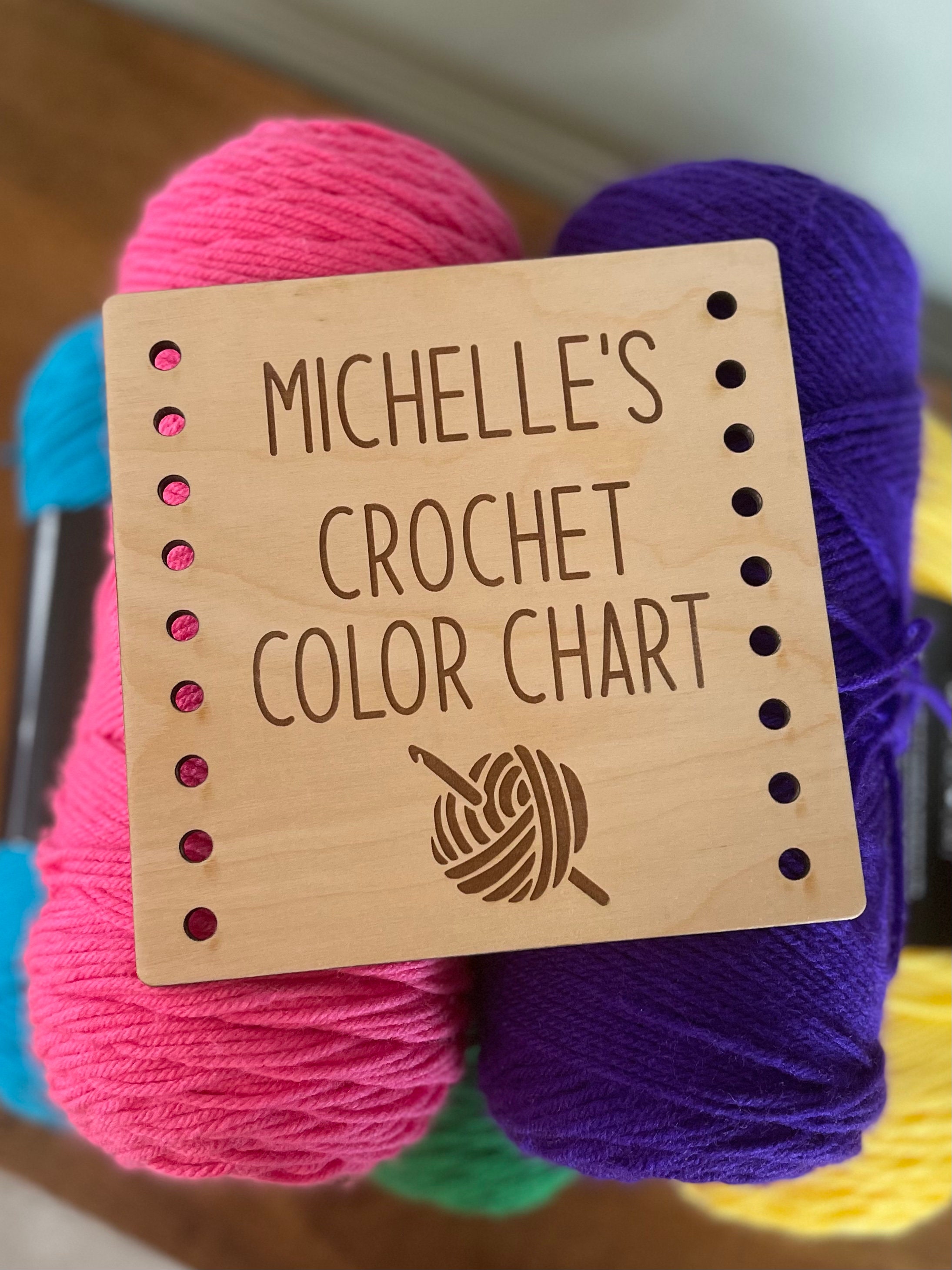 Personalized Crochet Color Chart, Reusable Wood Card, Crocheted Blanket ...