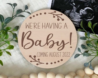 Personalized  Pregnancy Announcement Sign, We're Having A Baby, Custom Baby Plaque, Baby Announcement, Baby Keepsake, Engraved Sign