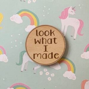 Look What I made Magnet, Laser Engraved Refrigerator Magnet, Child’s Artwork Hanger, Set of 2, Laser Engraved Wood Cutout, Laser Cut Magnet