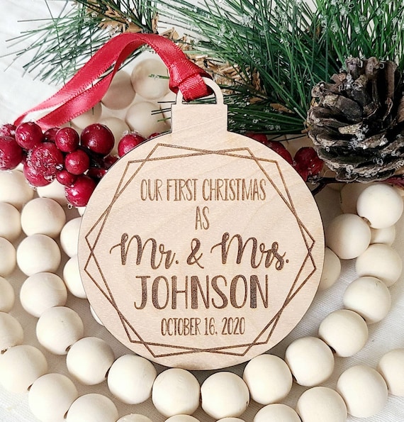 Our First Christmas, Personalized Laser Engraved Christmas