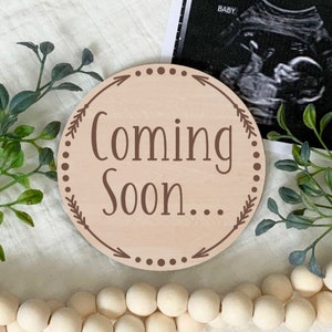 Pregnancy Announcement Sign, Coming Soon, Arrows, Maternity Photo Prop, Laser Engraved Wood Signs, Personalized Wood Sign, Baby Keepsake,