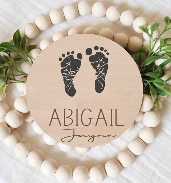 Baby Foot Print Sign, Foot Print Ready, Engraved Birth Announcement Sign, Baby Feet, New Baby Gift, Personalized Name Sign