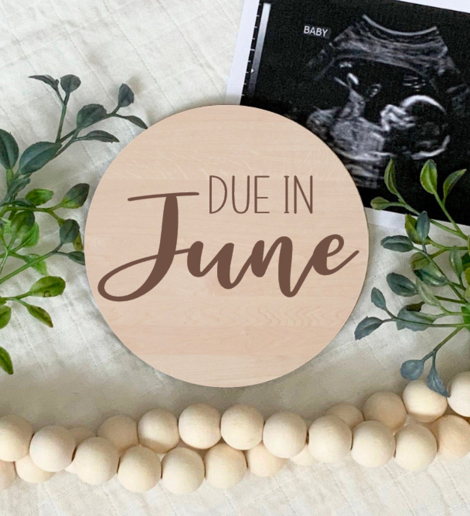 Pregnancy Announcement Sign Due in June Due Date Birth Etsy