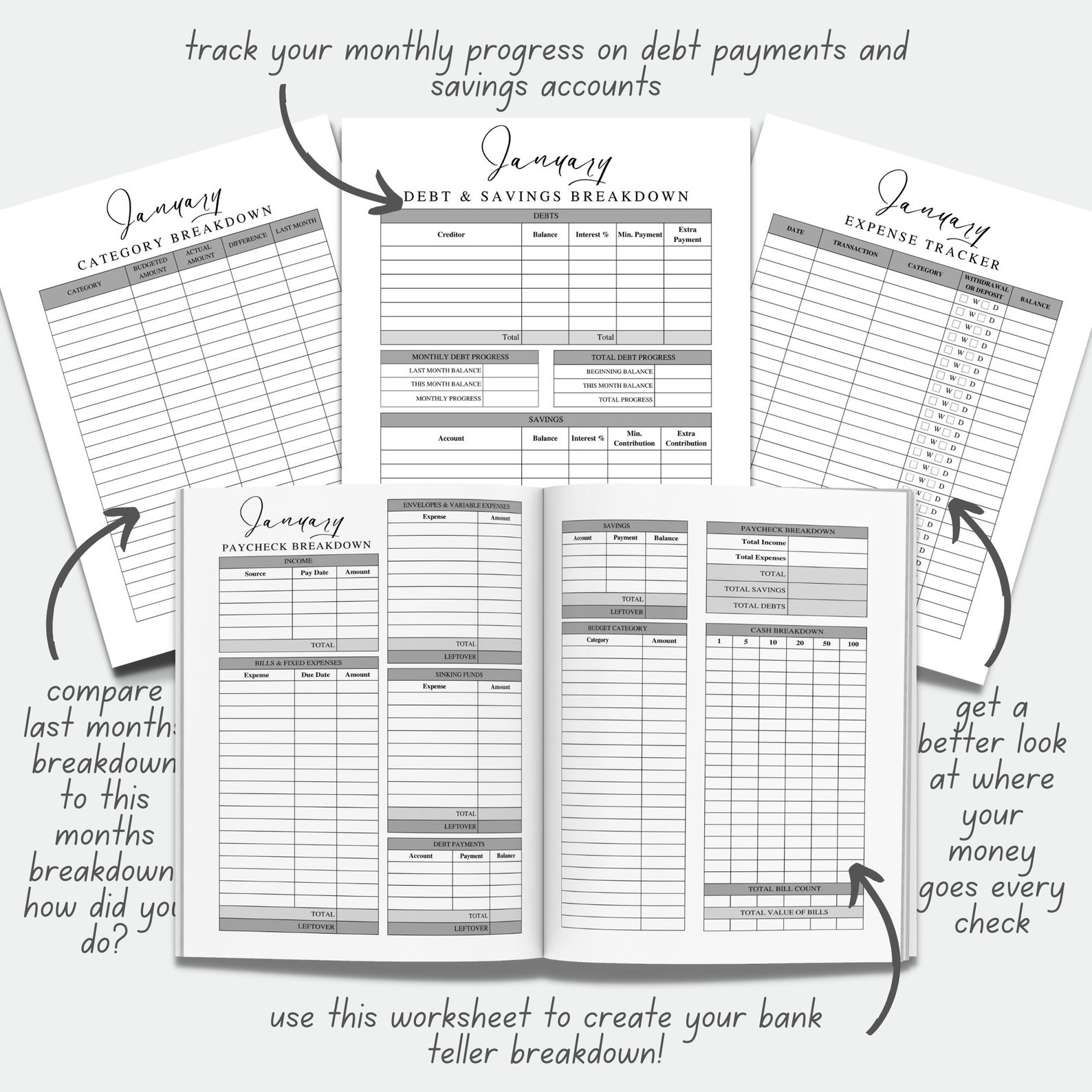 Monthly budget planner printable pdf the minimalist undated etsy