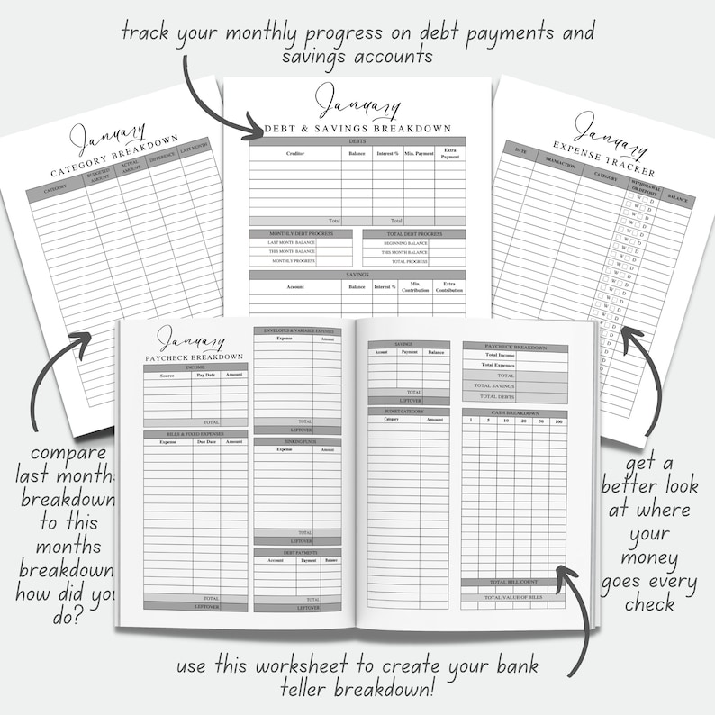 Monthly Budget Planner Printable PDF the Minimalist Undated Monthly