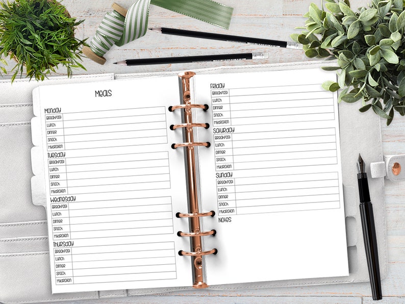 A5 Meal Planning | Printable Planner Insert | Meal Tracker | Meal ...