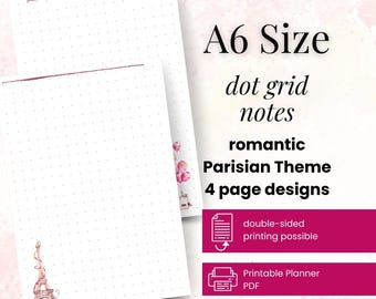 Paris A6 Dot Grid Planner Insert: Printable Journal Pages (PDF Download)