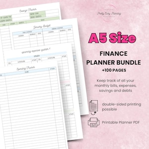 A5 Budget Planner Printable Bundle | Undated Finance Inserts PDF | Expense Tracker, Savings & Debt Log | Instant Download