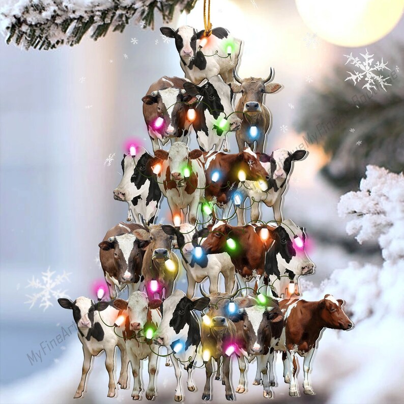Cow Lovely Tree Christmas Ornament Love Cow Hanging Ornament Etsy