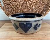 Rowe Pottery Works 8 Baker Cake Crock with Heart - 1988