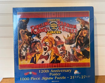 Vintage Ringling Brothers Circus Clown Clowns 1000 Piece Puzzle 120th Anniversary