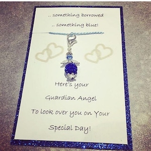 Something Borrowed, Something Blue Angel, Gift for the Bride, pendant charm image 1