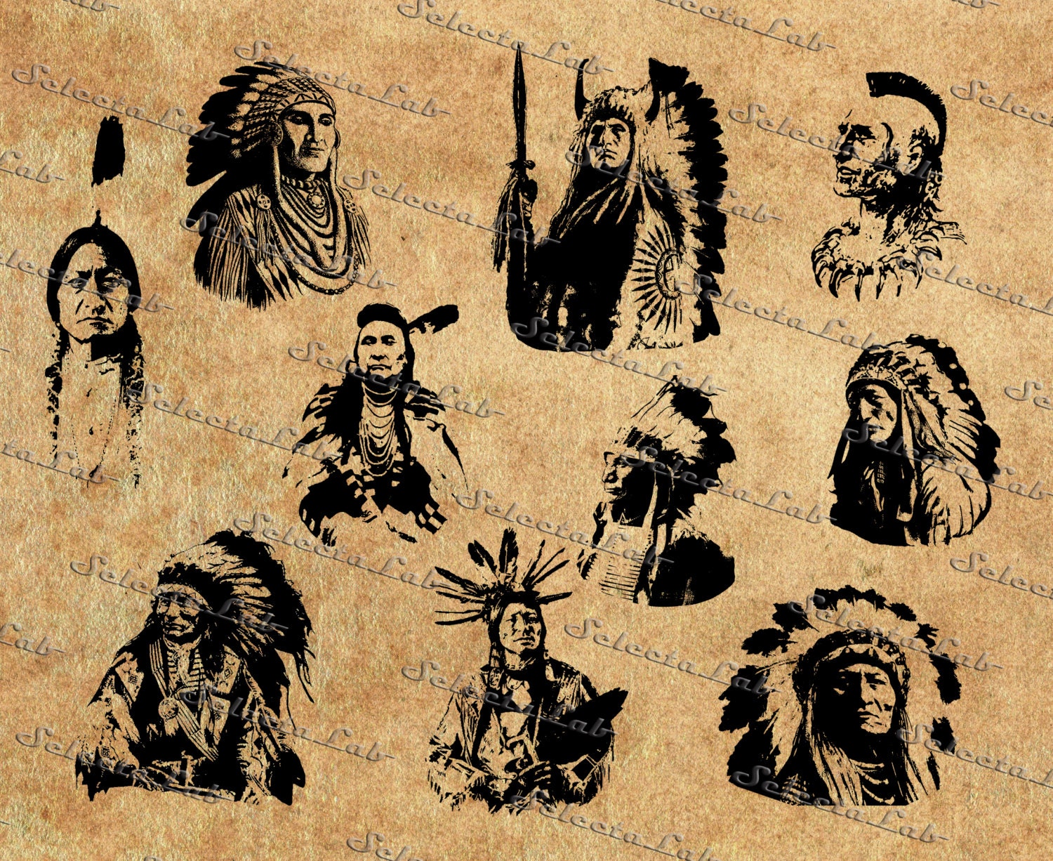 Download Digital SVG PNG native american indian headdress head | Etsy