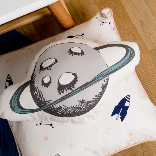 PLANET NURSERY CUSHION, Astronomy Solar System Pillow Cases For Kids Bedroom, Polyester Padding Cotton Cover Cushion, Gift For Kids