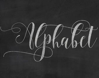 Buy 3 for 9 USD - Chalkboard Alphabet Clip art, Chalk Digital clipart, Font, Letters cards, numbers, invitationsrt, PNG