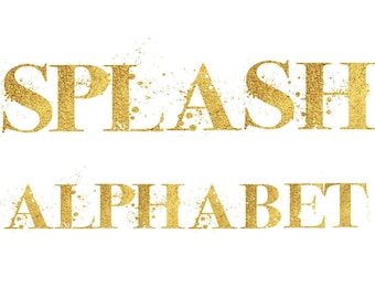 Buy 3 for 9 USD - Gold Alphabet Clip art, Gold Foil Alphabet, Splash Digital clipart, Numbers, Font, Letters cards, invitationsrt, PNG