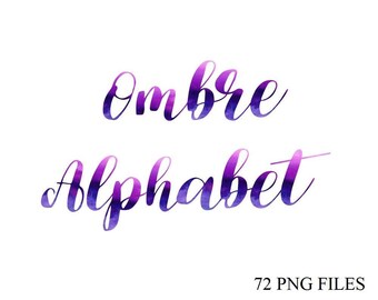 Buy 3 for 9 USD - Ombre Alphabet Clip art, Watercolor Alphabet, Digital clipart, Numbers, Font, Letters cards, invitationsrt, PNG