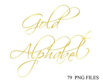 Buy 3 for 9 USD - Gold Alphabet Clip art, Foil Gold Alphabet, Digital clipart, Numbers, Font, Letters cards, invitationsrt, PNG