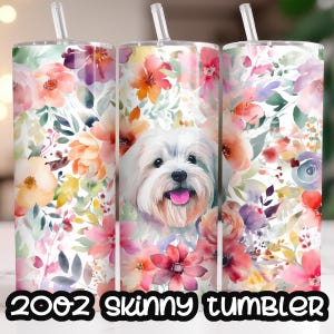 Coton de Tulear Dog Mom 20oz Skinny Tumbler Template Straight Seamless Sublimation Download PNG