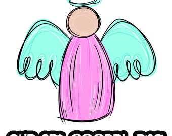 Angel Sublimation PNG Hand Drawn Christmas Clip Art