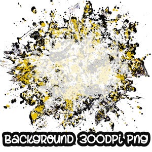 Achtergrond Geel en zwart Powerwash Schoollogo toevoegen I Splash-lijst | Splatterachtergrond | Sublimatie-png