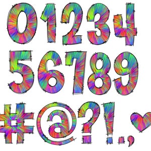 Doodle Letters Tie Dye Clipart, Blue, Green, Orange Letters Clip Art ...