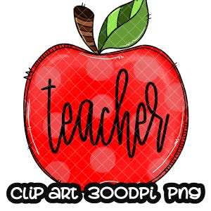 Lehrer Apple Sublimationsdesign PNG | Lehren Liebe Inspirieren | Polka Dot Apfel Digital | Digitale Kunstschule | Back To School |Druckbare Grafik