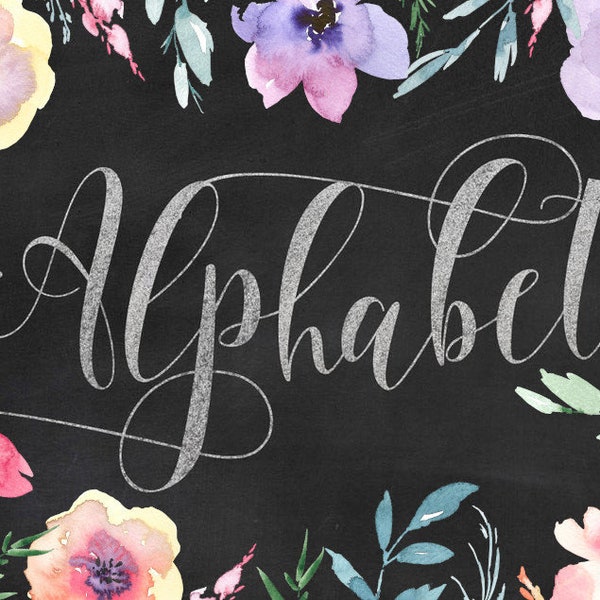 Chalkboard Alphabet Clipart, Chalk Digital Clipart, Schriftart, Buchstabenkarten, Zahlen, Einladungen, PNG