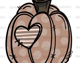 Fall Pumpkin Halloween Sublimation PNG I Hand Drawn Design Happy Halloween I Fall Heart Design