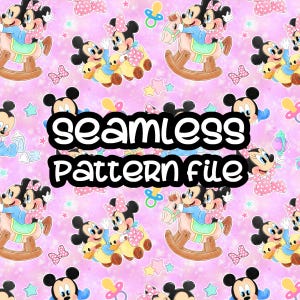 Padrão sem emendas para bebês e crianças da Minnie Mickey Mouse, fundo de papel digital para download em JPG