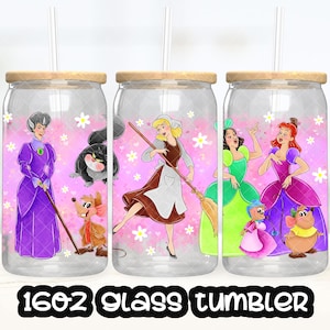 Anime Cartoon Princess Cinderella Cup PNG File DIGITAL DOWNLOAD 16oz Glass Tumbler Design, 16oz Libby Cup Wrap