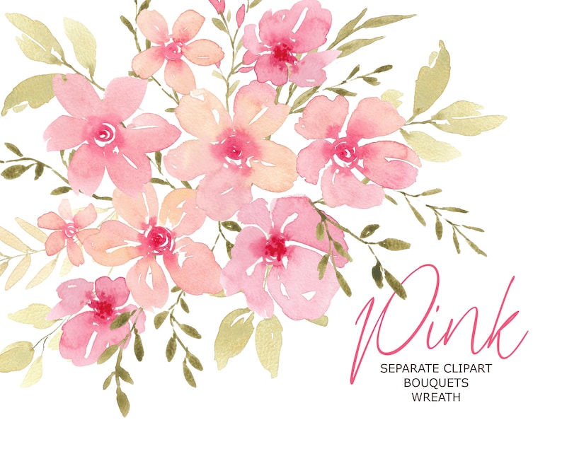bouquet digital clipart wedding Free Commercial Use PNG invitationsrt floral Watercolor flowers Buy 3 for 9 USD leaf wreath rose