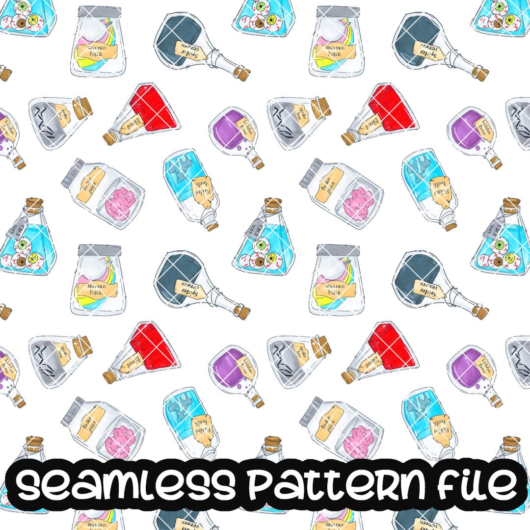 Halloween Potions Seamless Pattern, Potions Seamless File, Digital ...