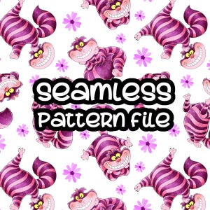 Alice In Wonderland The Cheshire Cat Seamless Pattern, Digital Paper Background Download JPG