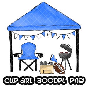 Tenda Azul Esportes PNG Tailgate Tenda Digital Download Sublimação Esporte Imprimível Desenhado à Mão