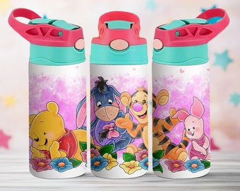 Winnie The Pooh Piglet  Eeyore Cup PNG File DIGITAL DOWNLOAD 12oz Tumbler Design, 12oz Flip Top Cup Wrap