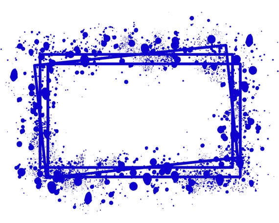Frame Splatter Blue Background Printable Artwork Splash - Etsy