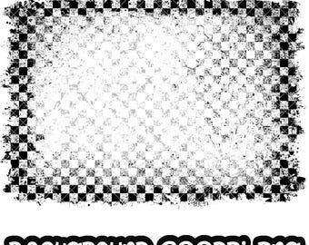 Bandera a cuadros de fondo con efecto blanqueador / Bandera a cuadros desgastada grunge / Marco salpicado / Fondo salpicado / Sublimación PNG