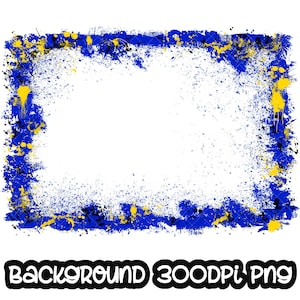 Rahmen Splatter Blau Gelb Hintergrund | Druckbare Grafik | Spritzrahmen | Farbe Splatter Hintergrund | Sublimation PNG