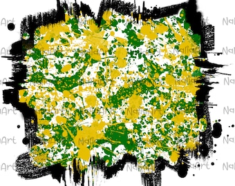 Background Green and Yellow Power Wash Add School Logo I Splash Frame | Splatter Background | Sublimation PNG