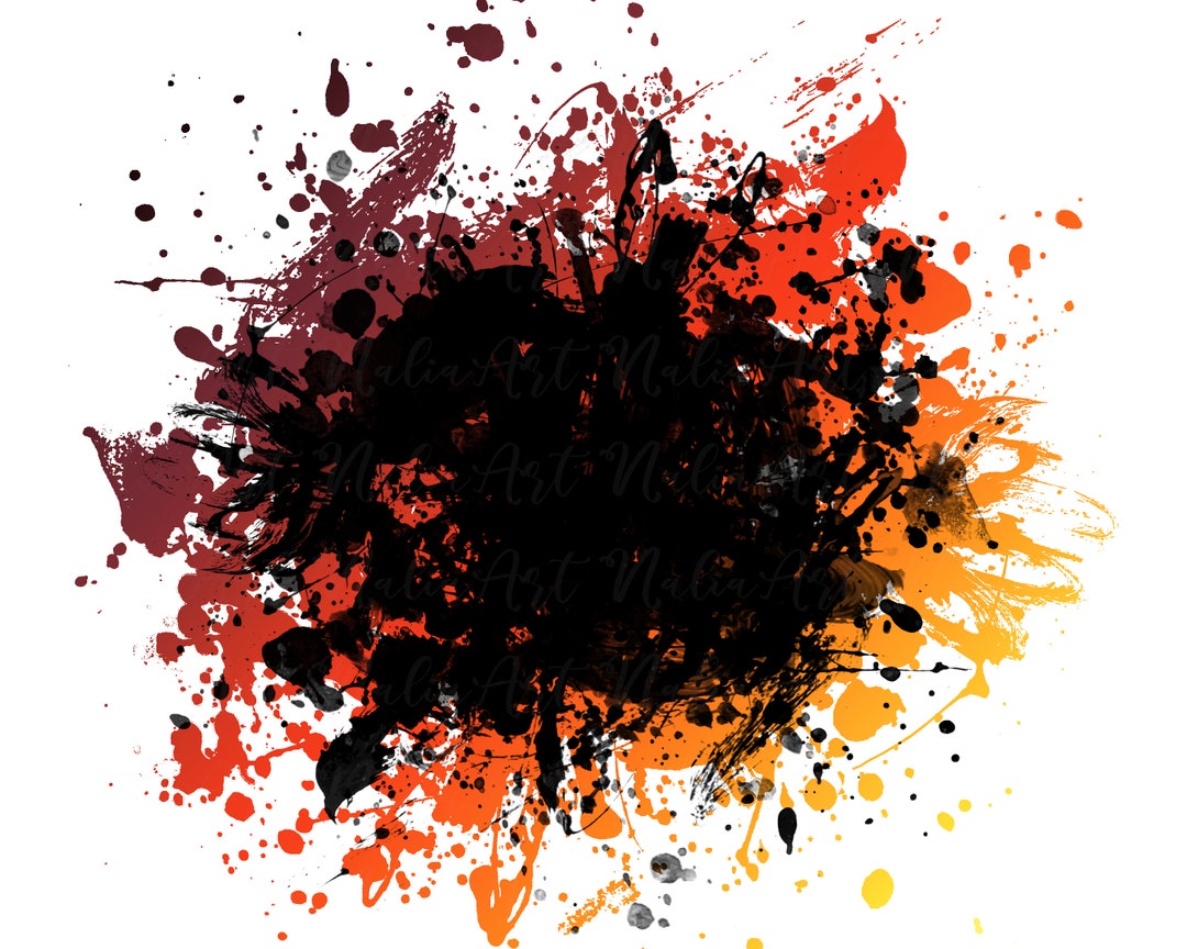 Background Paint Splatter Orange Yellow Black Splash Frame Splatter