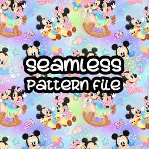 Padrão sem emendas para bebês e crianças da Minnie Mickey Mouse, Mickey Mousse e amigos, fundo de papel digital para download em JPG