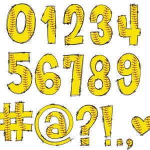 Softball Doodle Letters Clipart, Letters Clip Art, Sports Digital ...