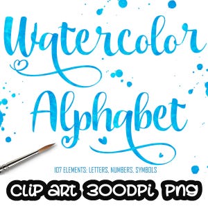 Blue watercolor alphabet clipart, Watercolor letters, Digital clipart, Font, Letters numbers clip art, Cards, Invitationsrt, PNG